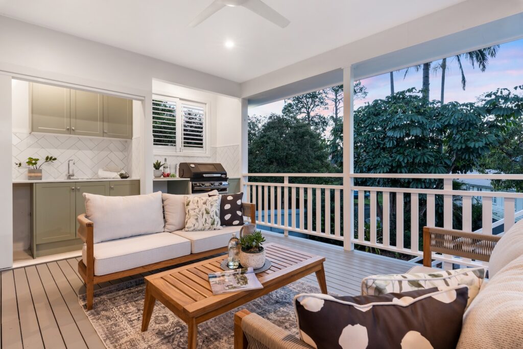 white couch and brown wooden table